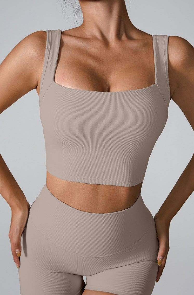 Sleeveless Square Neck Workout Yoga Training Crop Tank Top