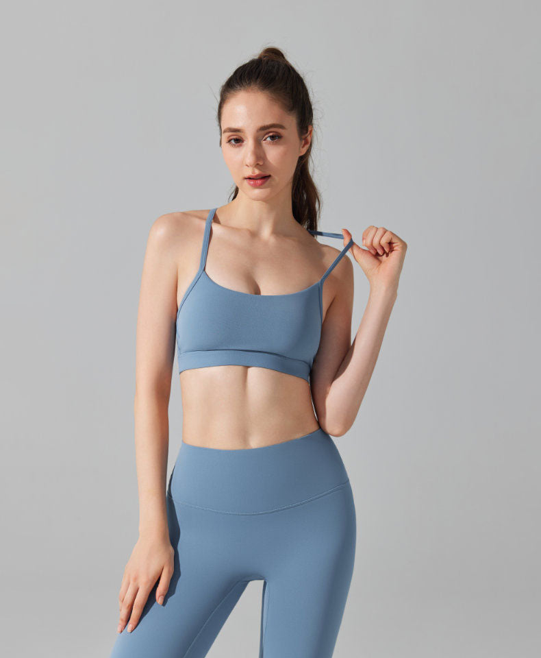 Y Back Spaghetti Straps Sports Bra