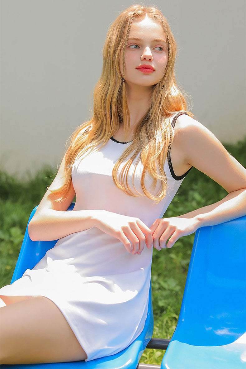 One Piece Sleeveless Tennis Dress With Pad -