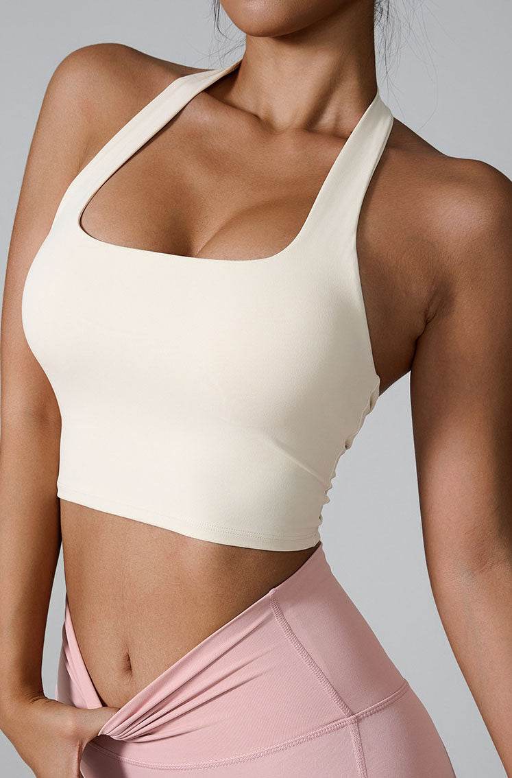 Sleeveless Sports Halter Neck Crop Tank Tops