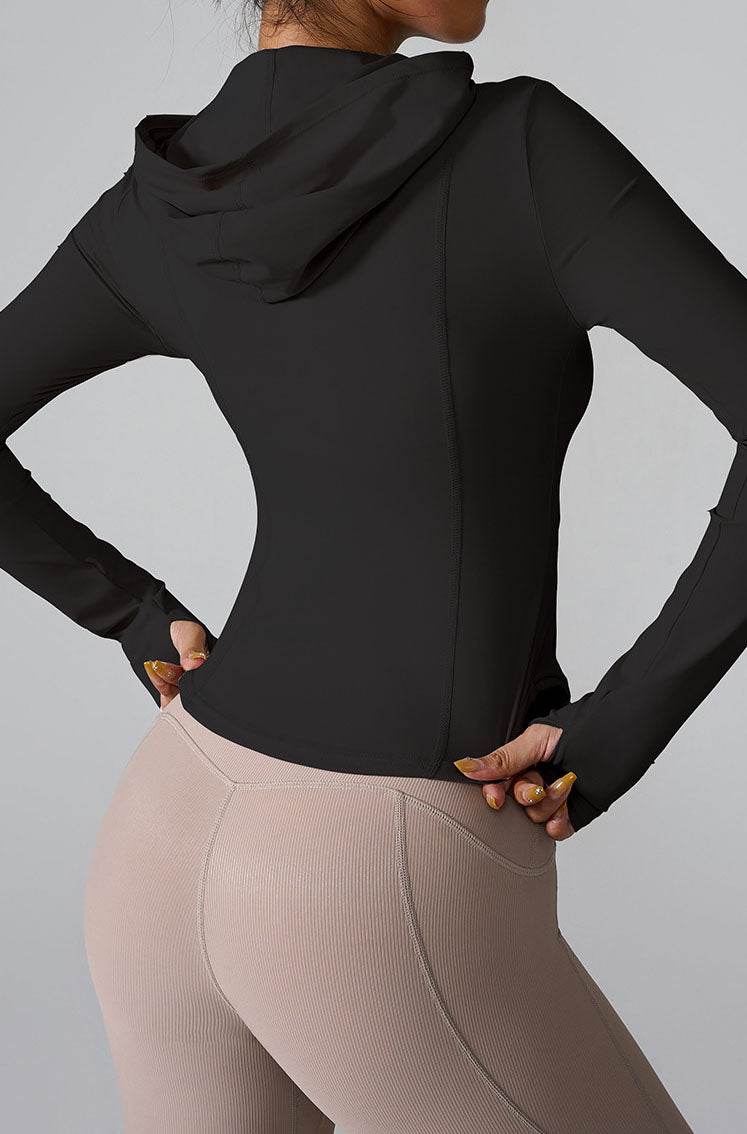 Athletic Hooded Coat Zipper Yoga Long sleeve Jacket
