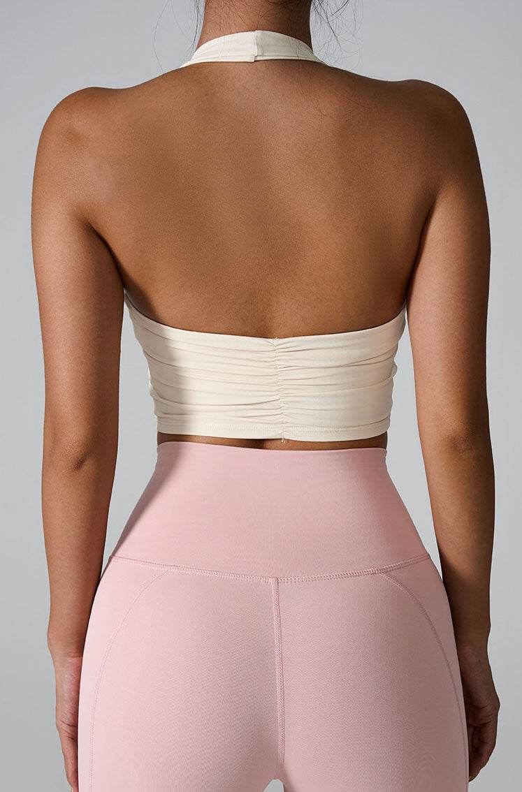 Sleeveless Sports Halter Neck Crop Tank Tops