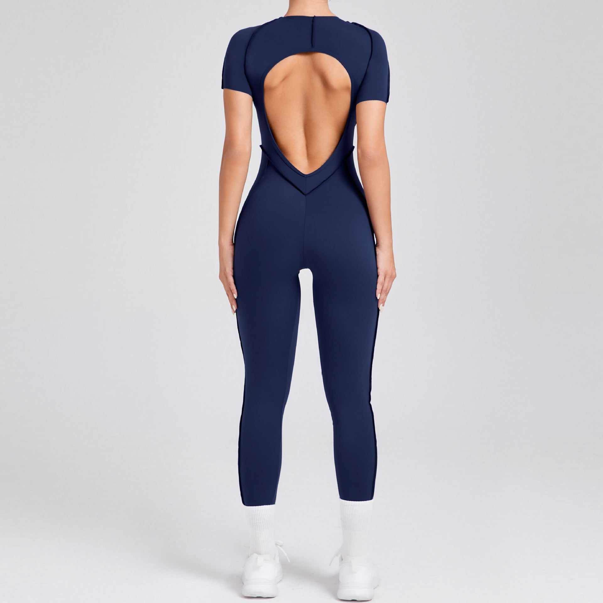 Short Sleeve Backless Yoga Jumpsuits -