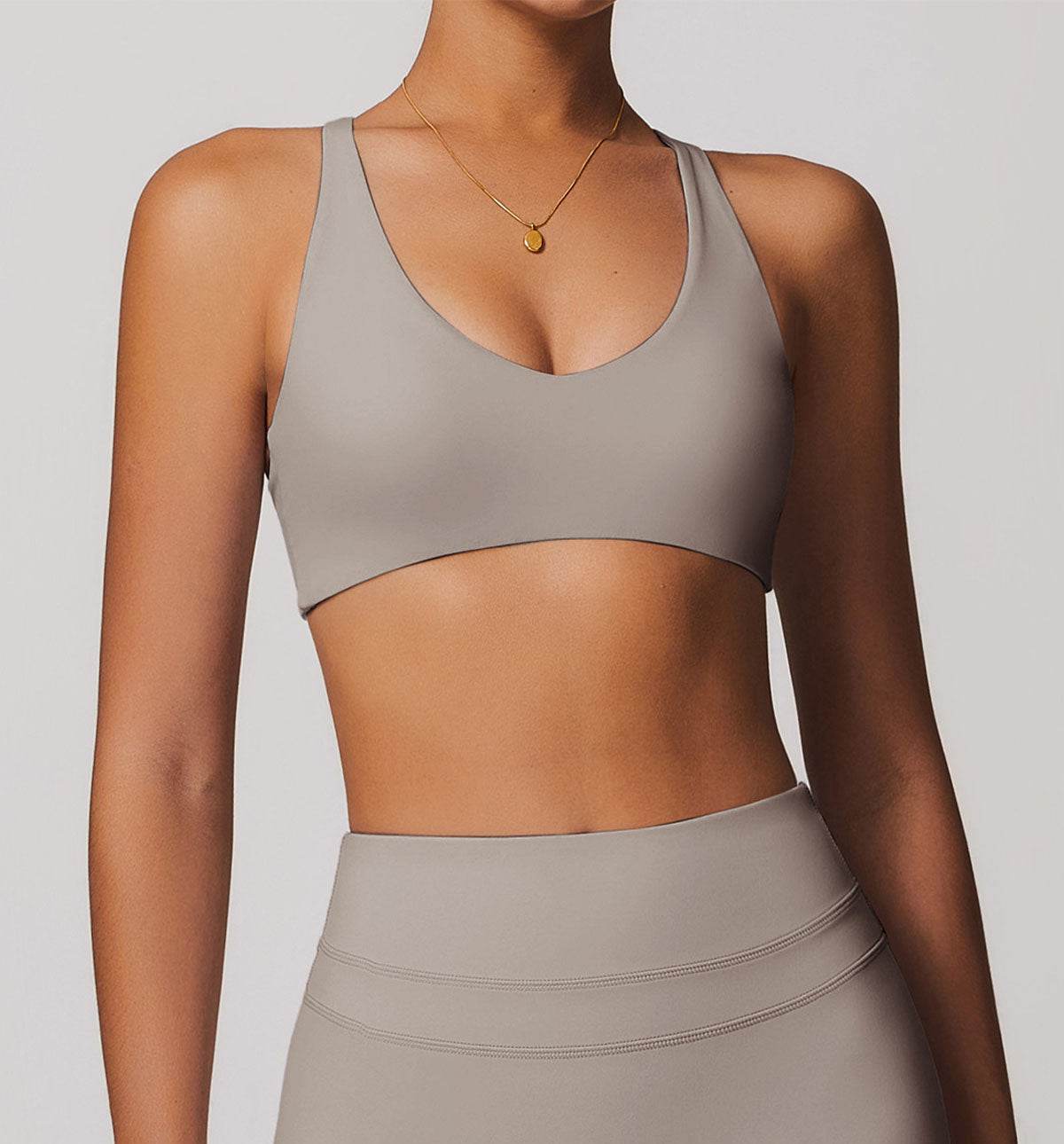 V Neck Twist Back Sports Bra with Padded