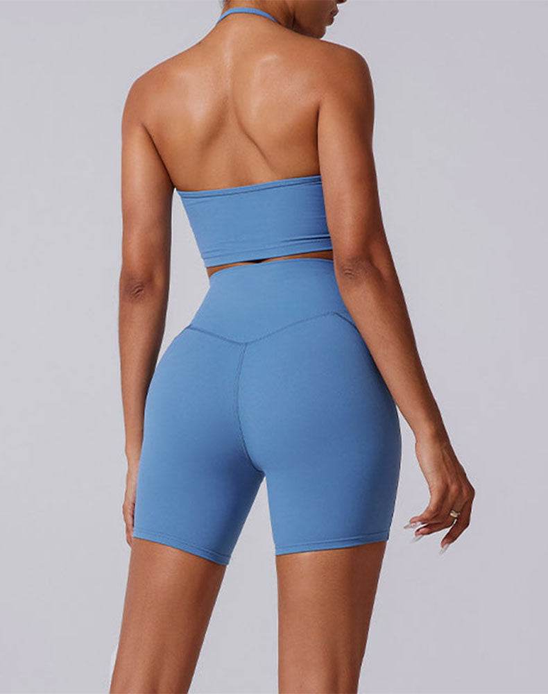 Halter Sports Tank Crop Tops with Removable Bra Pad