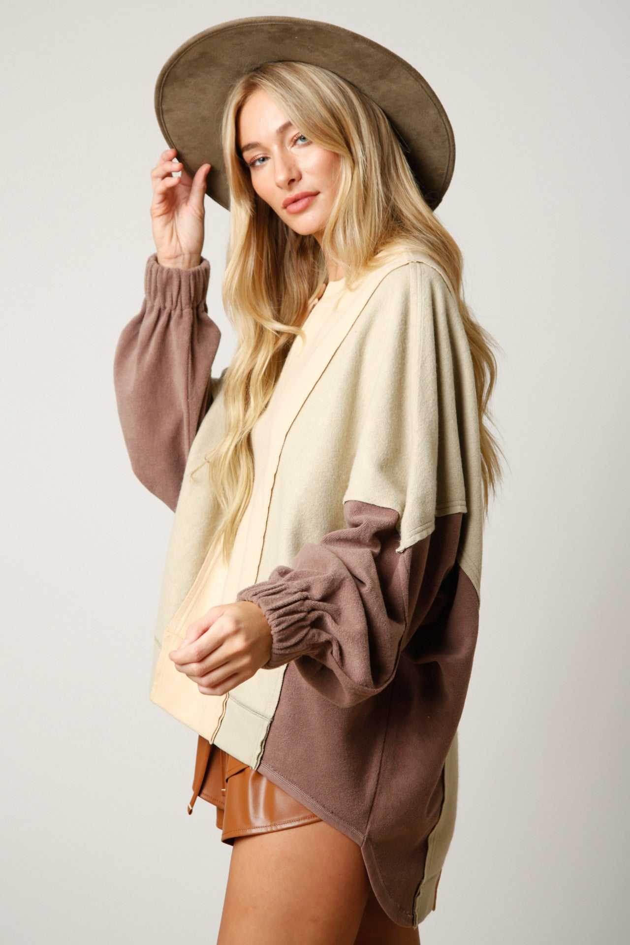 Color Block Oversized Sweatshirt