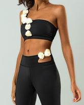 One Shoulder Yoga Bra With Flowers