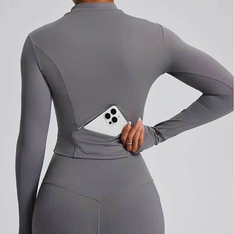 Long Sleeve Half Zip Yoga Jacket with Pocket