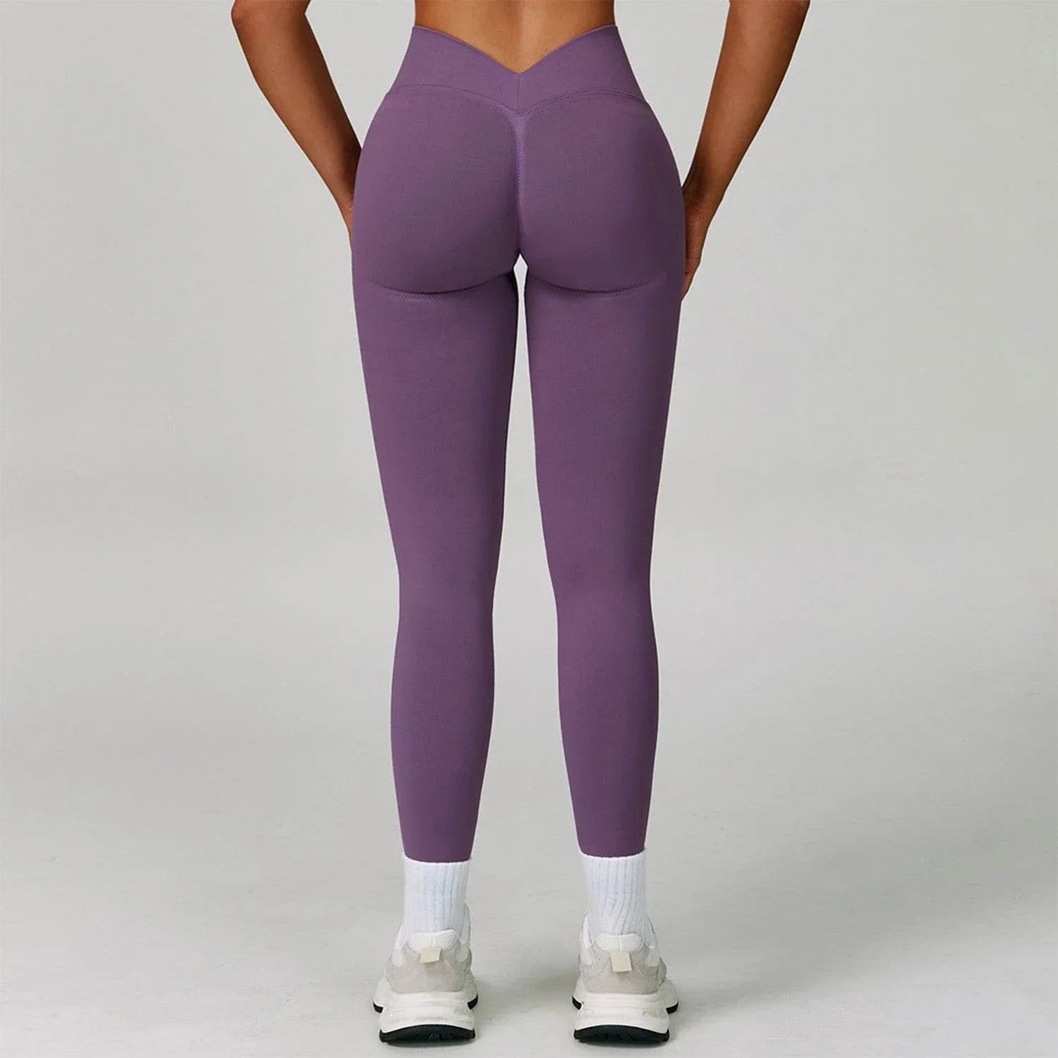 V Back High Waist Biker Legging -