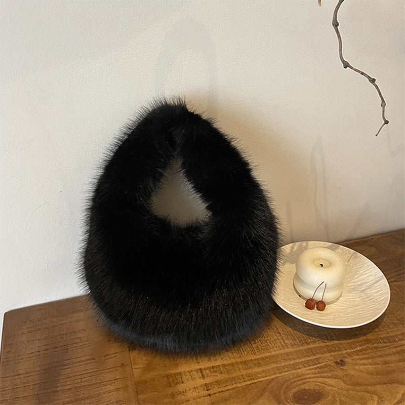 Winter Fluffy Faux Fur Tote Handbag Soft Fuzzy Purse Bag