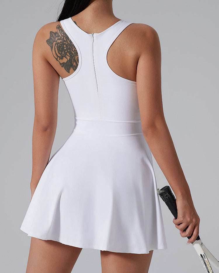One Piece Sleeveless Tennis Dress With Shorts -