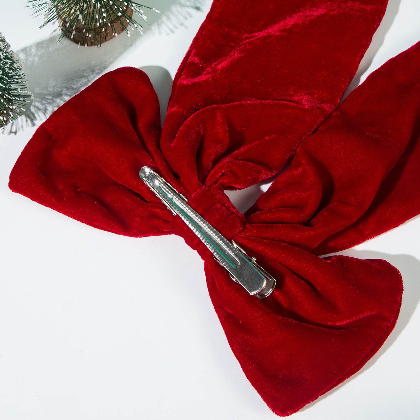 Large Glitter Velvet Christmas Hair Bow Clips