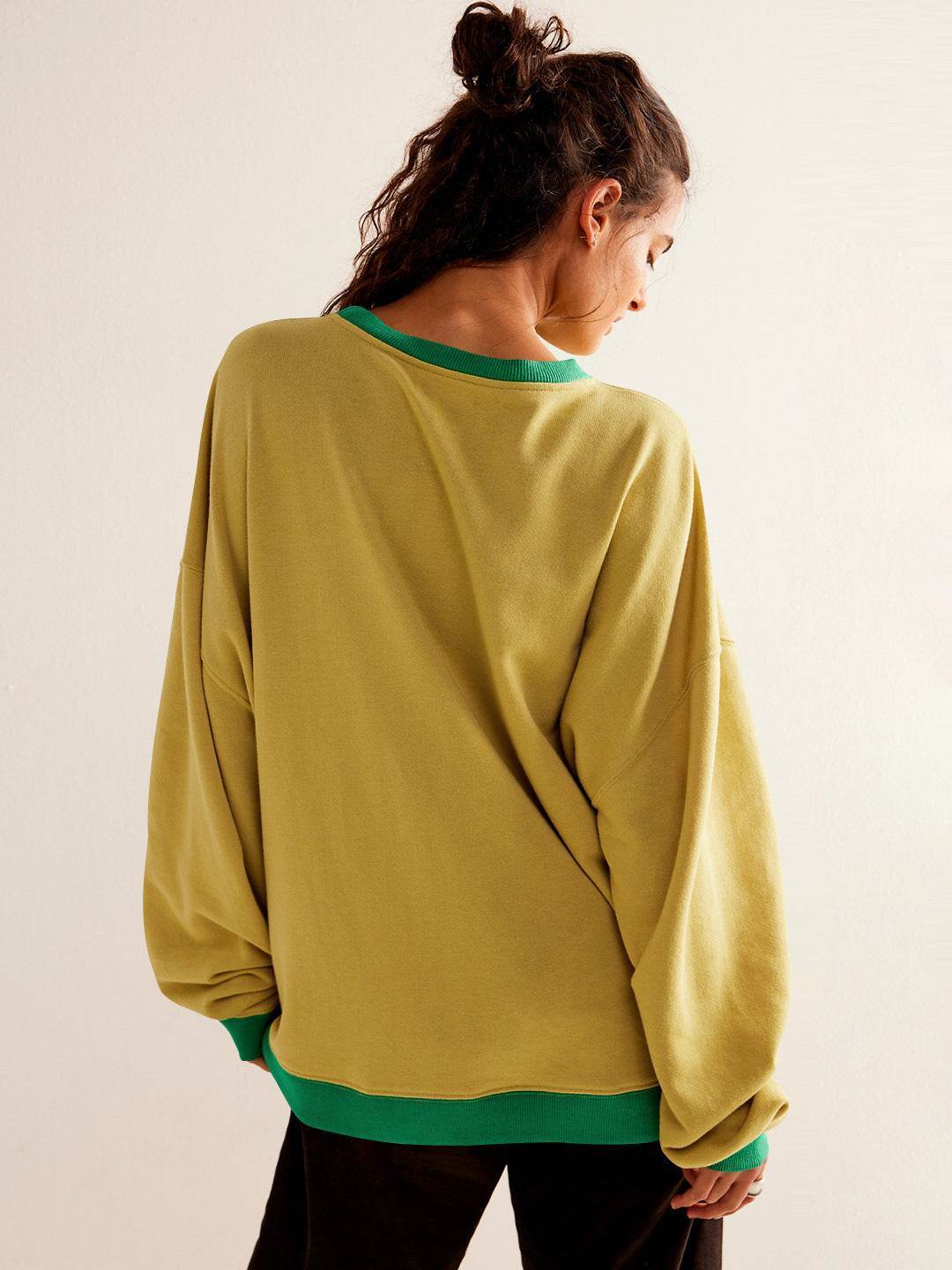 Oversized Color Block Long Sleeve Sweatshirt