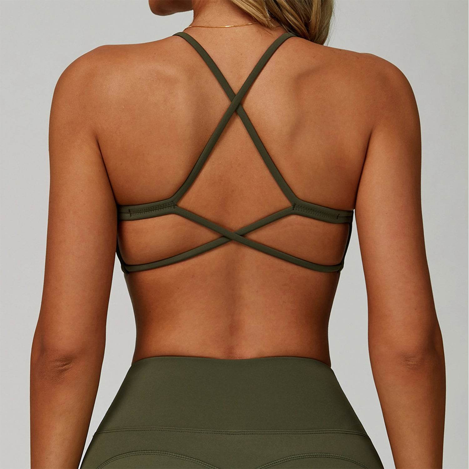 Spaghetti Straps Cross Back Sports Bra