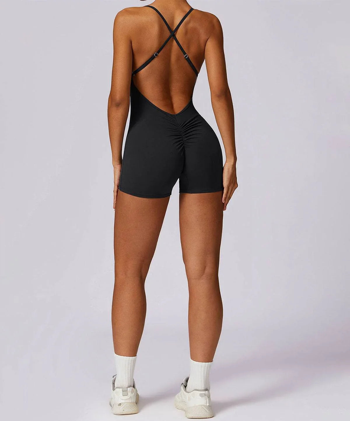 Scrunch Strappy One Piece Workout Short Jumpsuit -