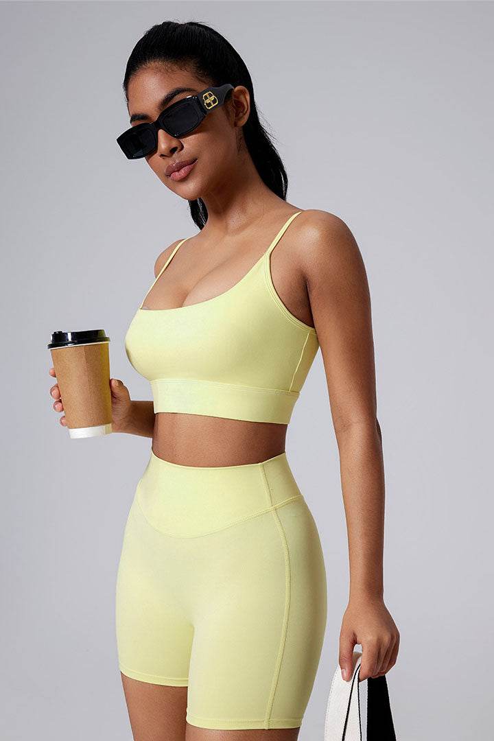 Square Neck Thin Strap Sports Bra