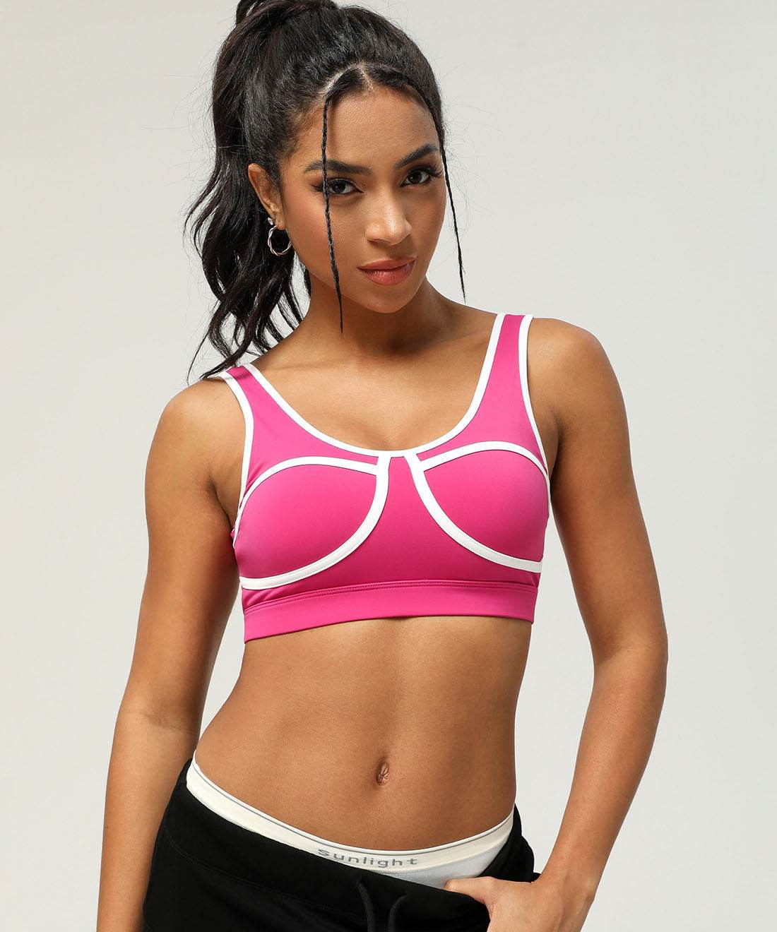 Color Block Athletic Bra Cami Crop Tank Top
