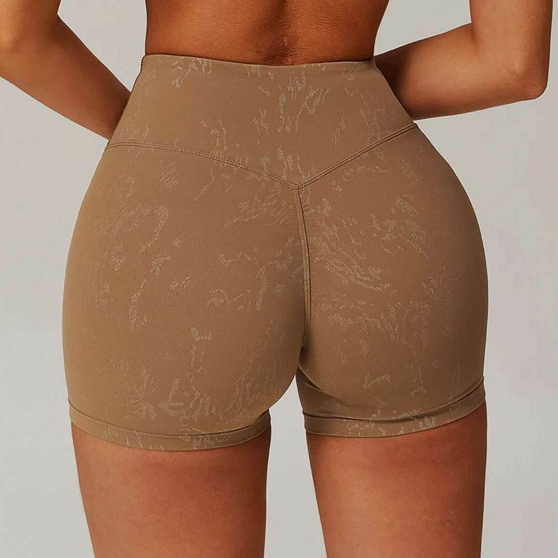 High Waist Yoga Short With Gold Blocking Pattern