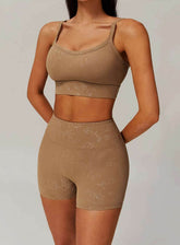 Sports Bra With Gold Blocking Pattern