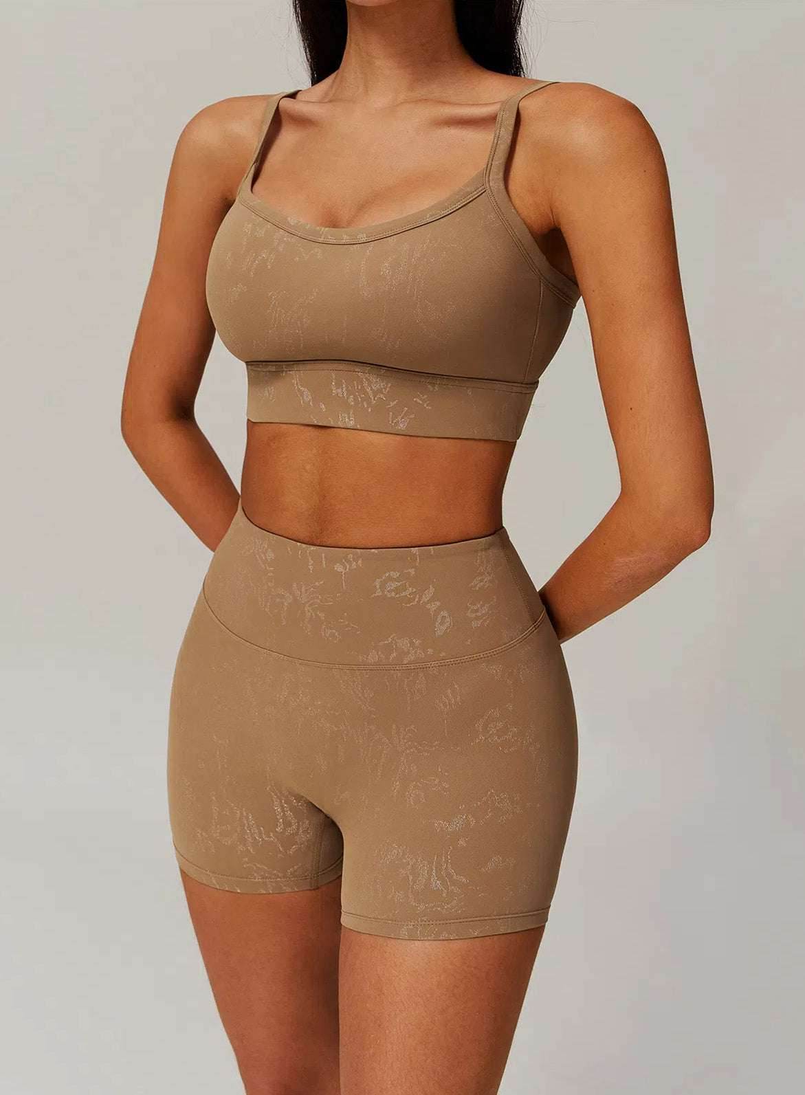 Sports Bra With Gold Blocking Pattern