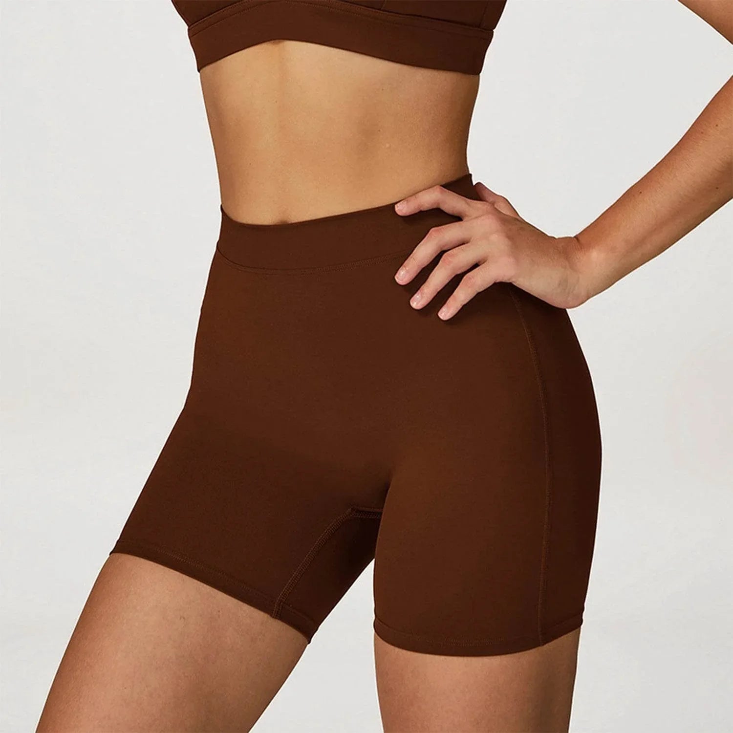 No Front Seam High Waist Yoga Shorts -