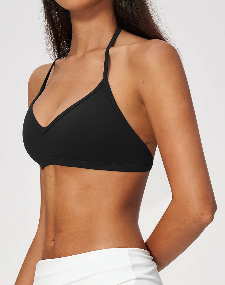 Halter Backless Open Back Sports Bra