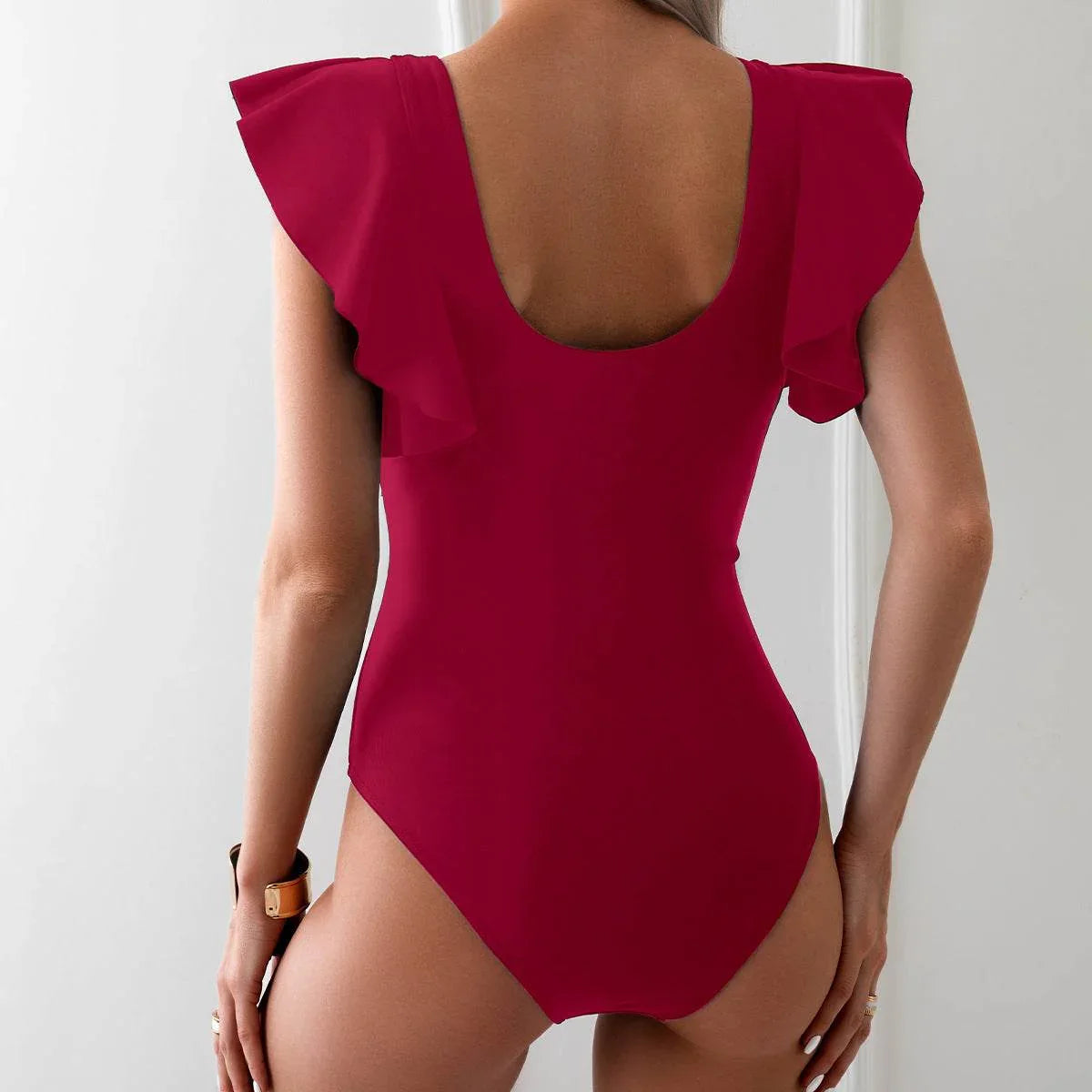 Ruffle Cutout One Piece Swimsuit -