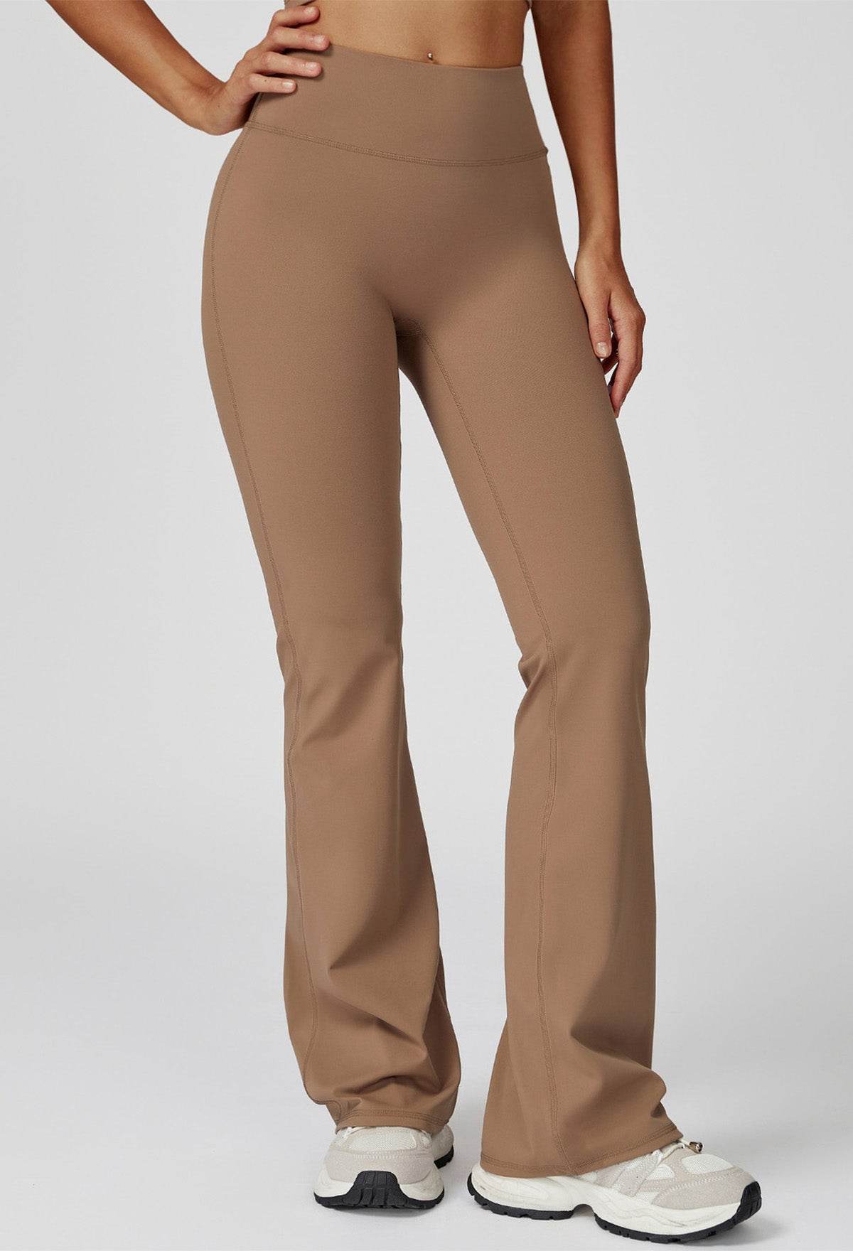 No Front Seam High Waist Sports Flared Leg Pants