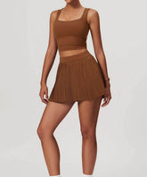 Activewear Set With Tank and Accordion Pleated Skirt