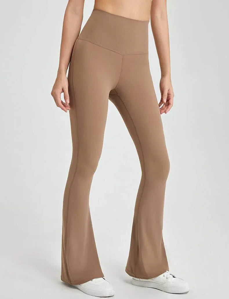 Cross Back Yoga Flare Leggings - Cocoa