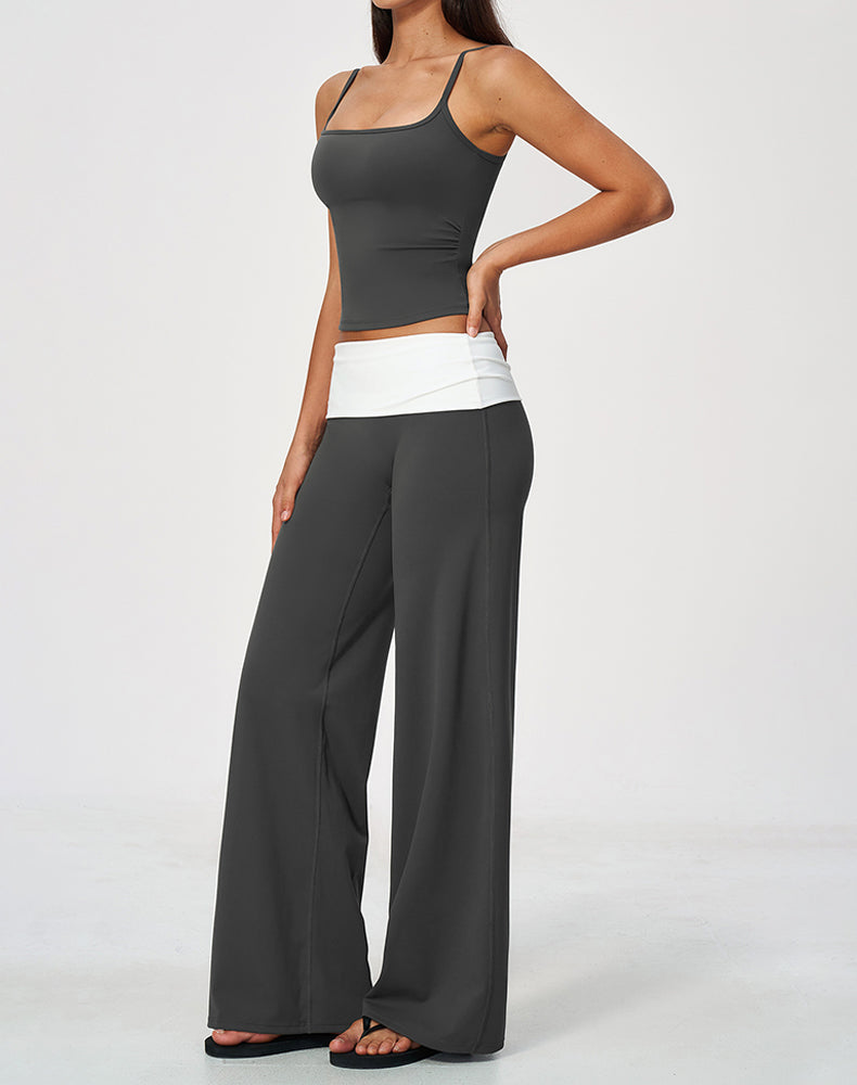 2 Piece Tank Top and Flare Pant Pilates Outfit Sets