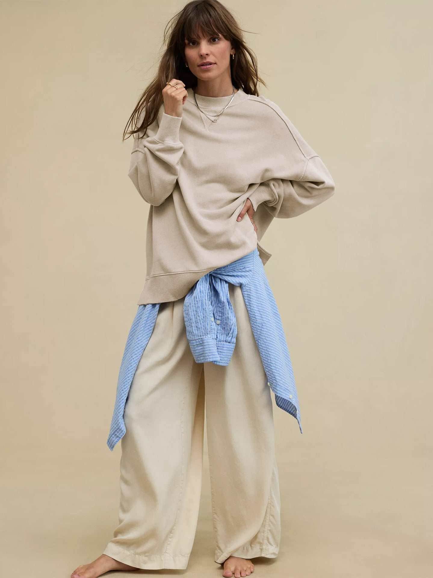 Long Sleeve Loose Crew Neck Sweatshirts