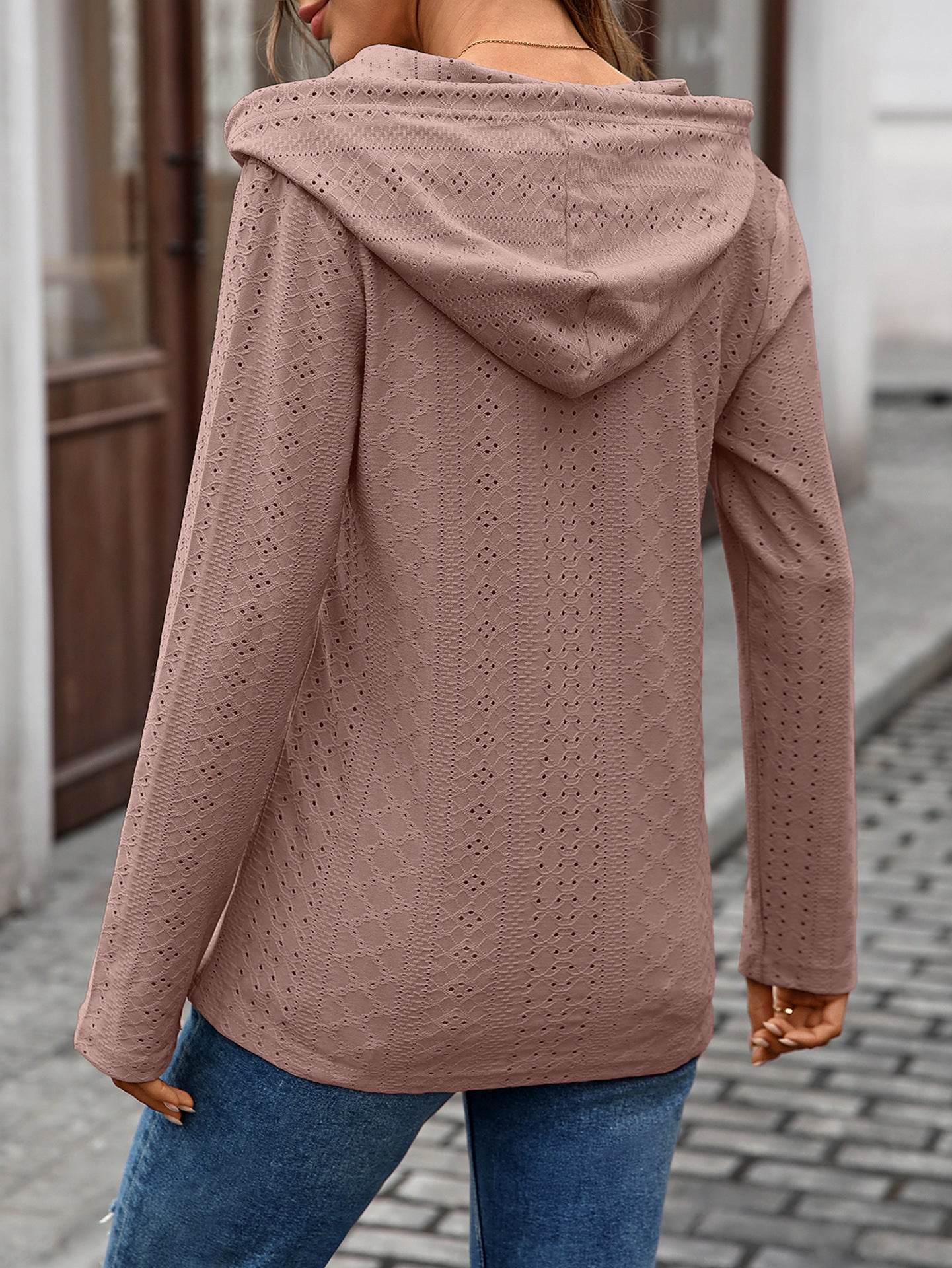 Long Sleeve Fall Drawstring Shirts Hooded Sweatshirt