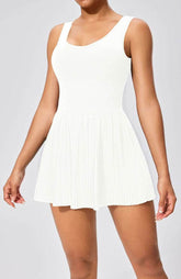 One Piece Backless Tennis Dress With Inside Shorts