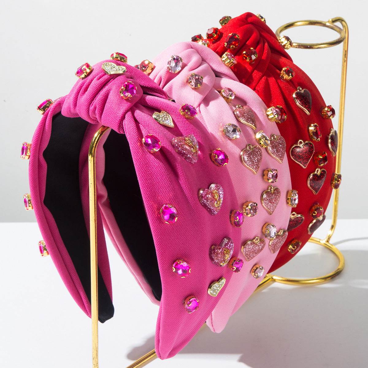 Wide Top Knot Headband With Love Heart
