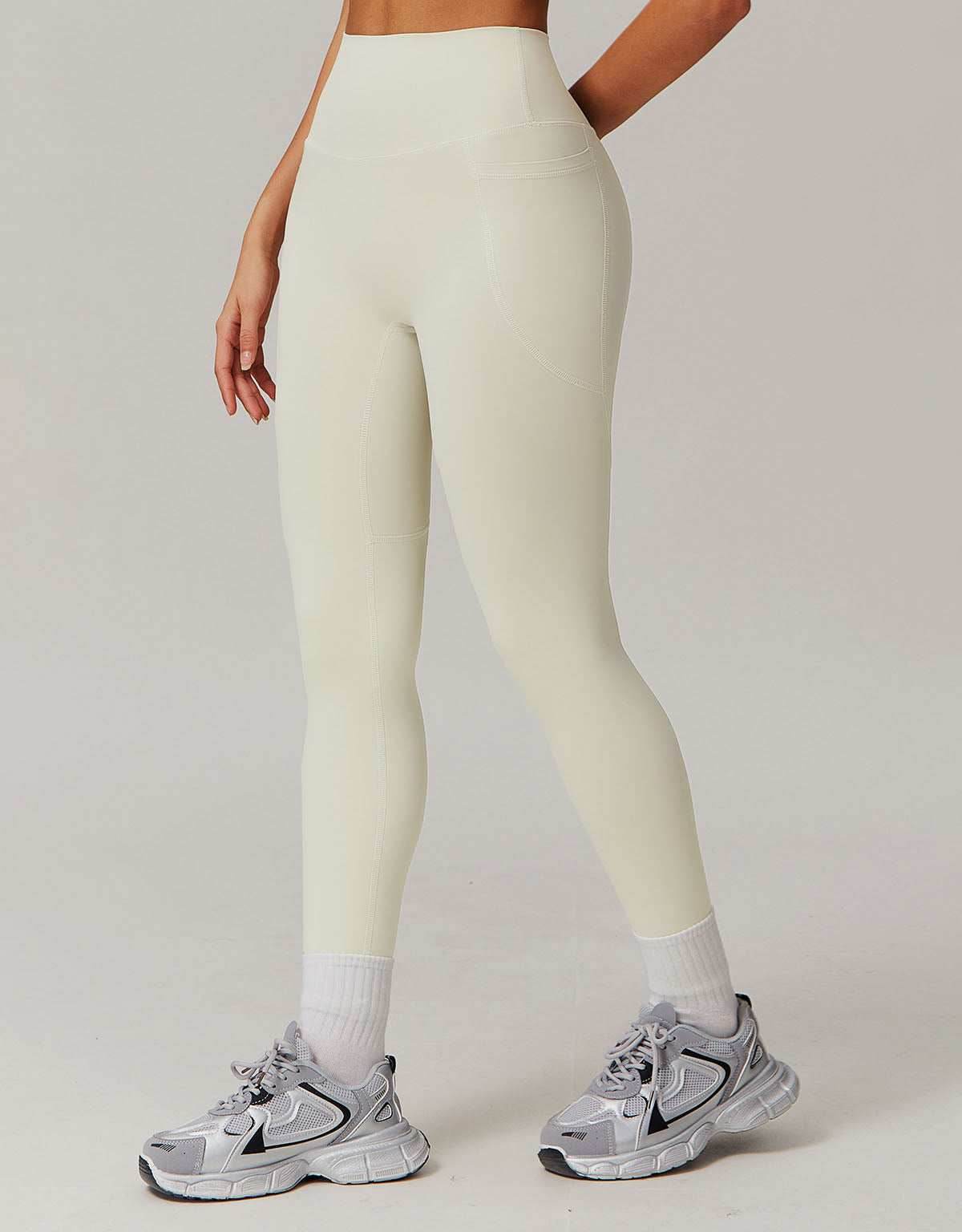 Solid High Waist Yoga Leggings with Pockets