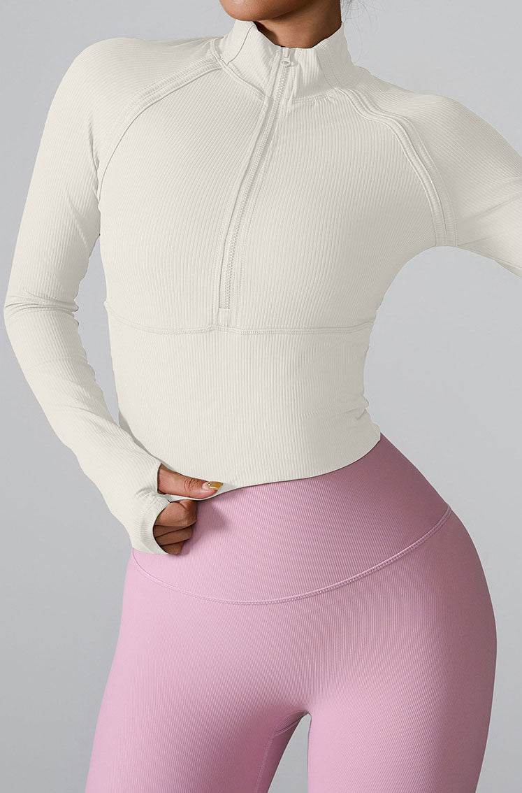 Long Sleeve Half zip Yoga Tops Athletic Slim Fit Sweatshirt