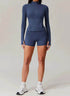 Sports Set with Full Zipper Long Sleeve Jacket and Short