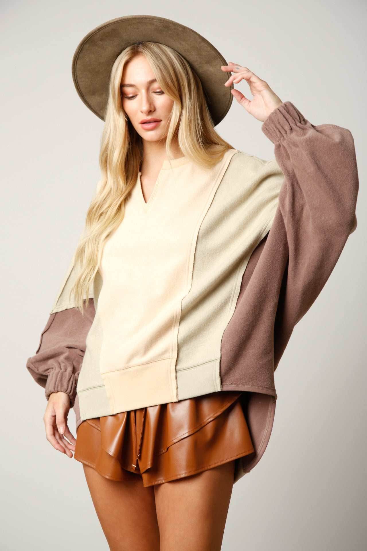 Color Block Oversized Sweatshirt