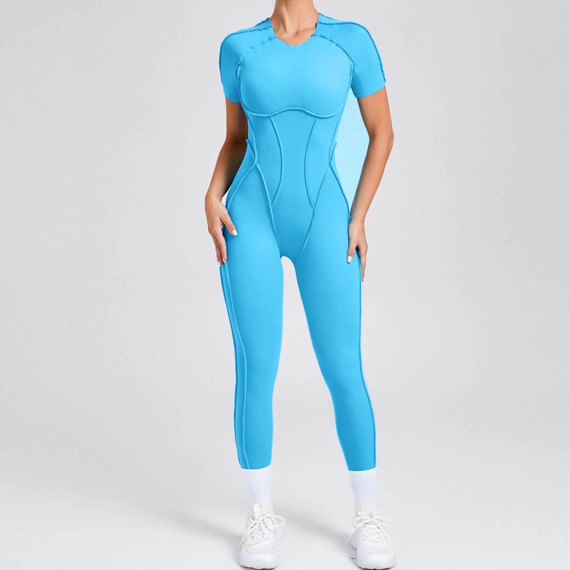 Short Sleeve Backless Yoga Jumpsuits