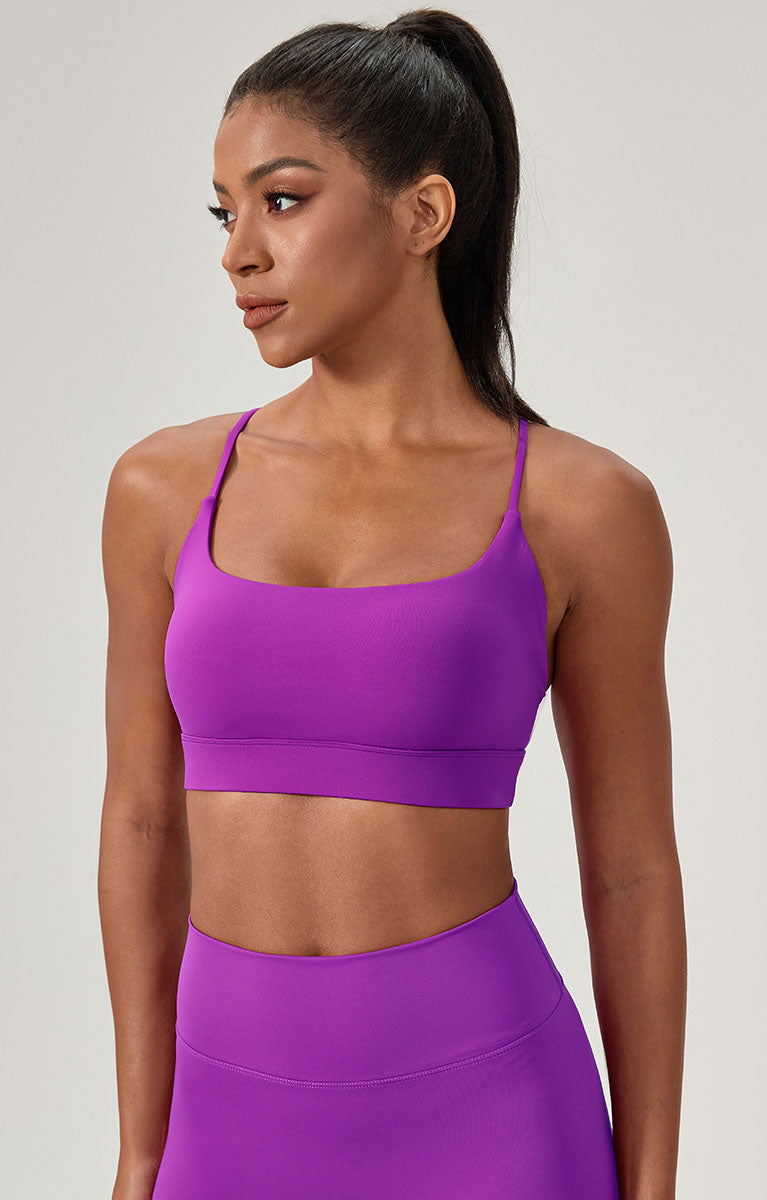 Cross Spaghetti Straps Sports Bra with Chest Pad