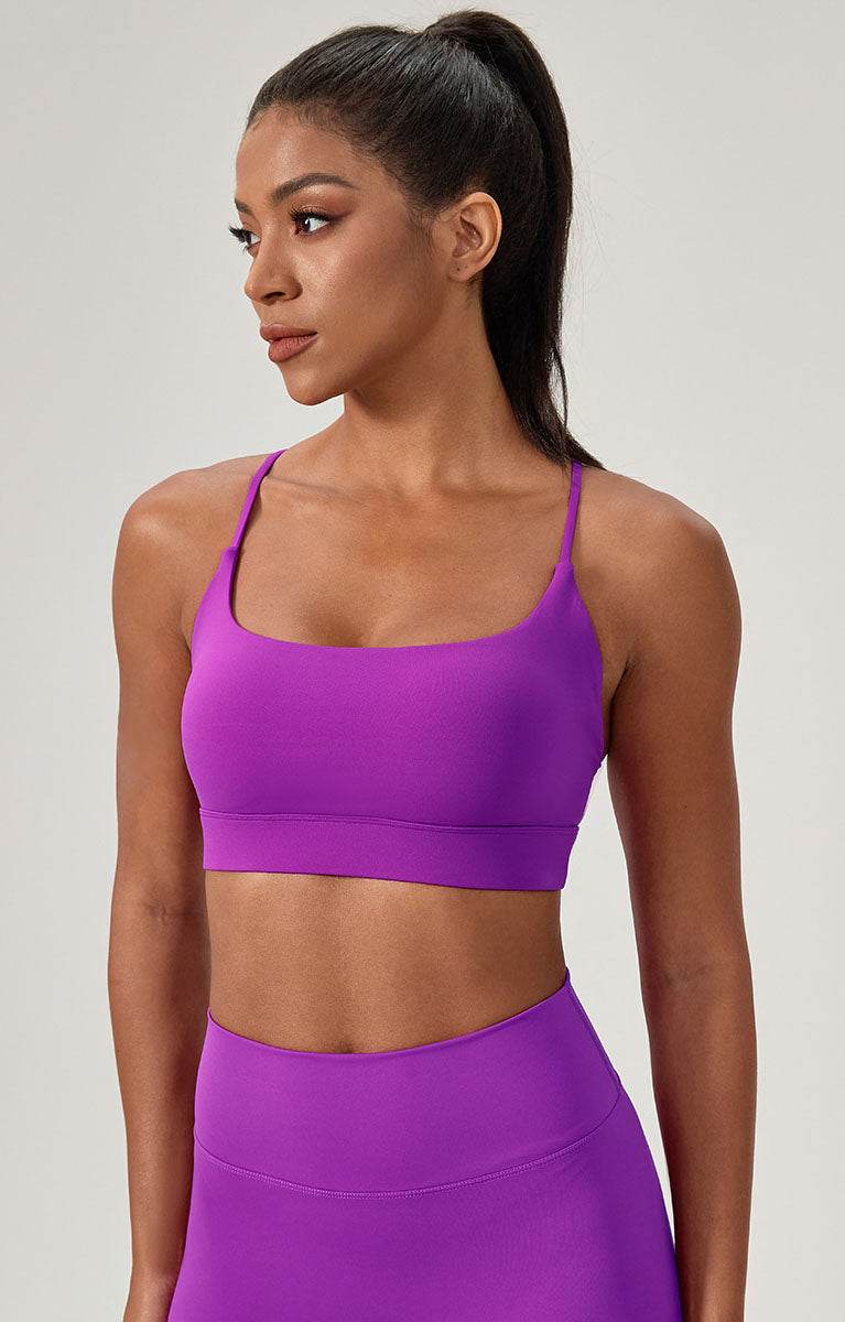 Cross Spaghetti Straps Sports Bra with Chest Pad -