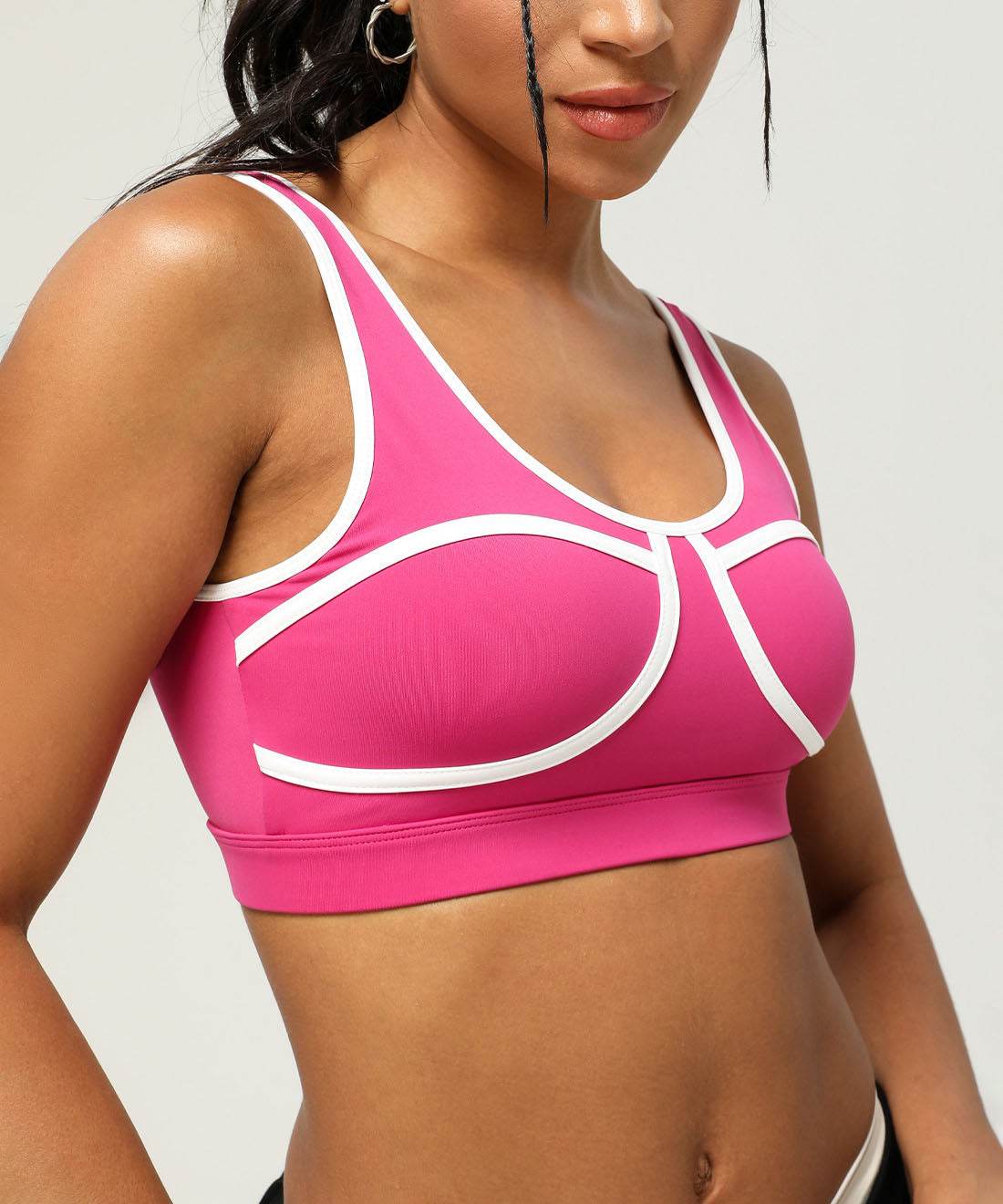 Color Block Athletic Bra Cami Crop Tank Top