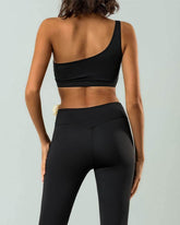 One Shoulder Yoga Bra With Flowers