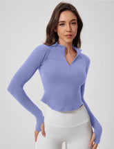 Slim Fit Fitness Zipper Jacket with Thumb Hole
