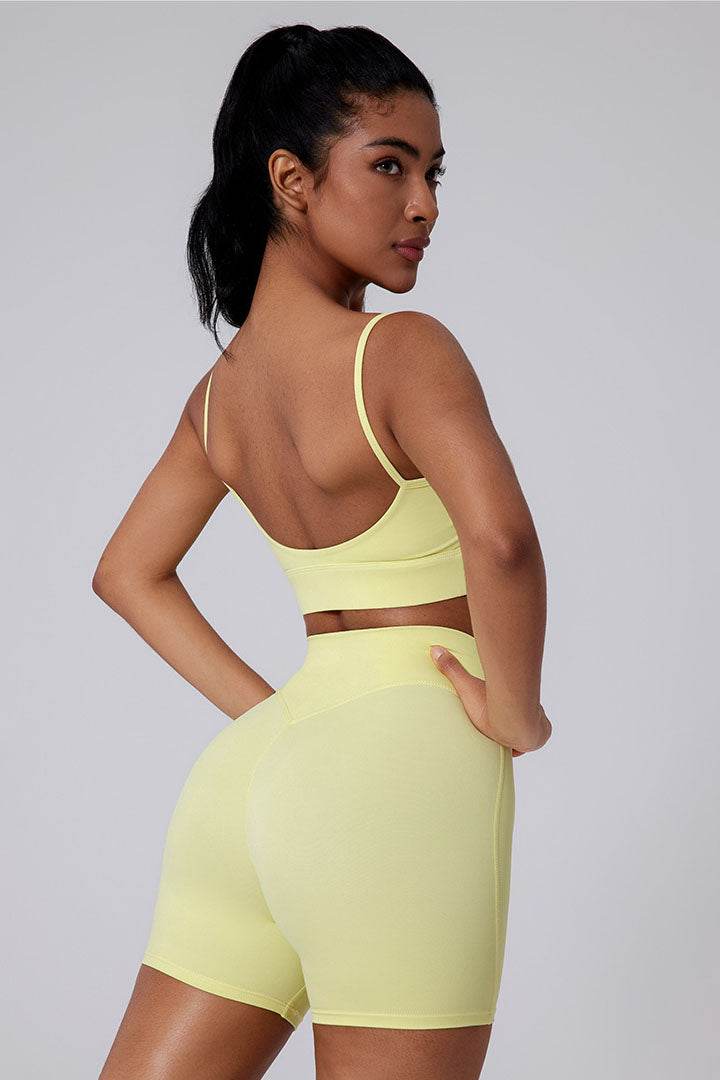 Square Neck Thin Strap Sports Bra