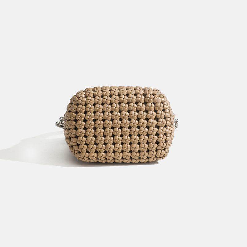 PU Handmade Woven Bucket shape Tote bag