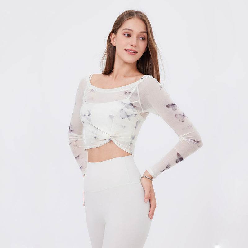 Flower Butterfly Two Pieces Sports T-Shirt