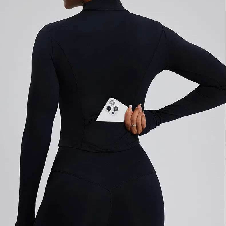 Long Sleeve Half Zip Yoga Jacket with Pocket