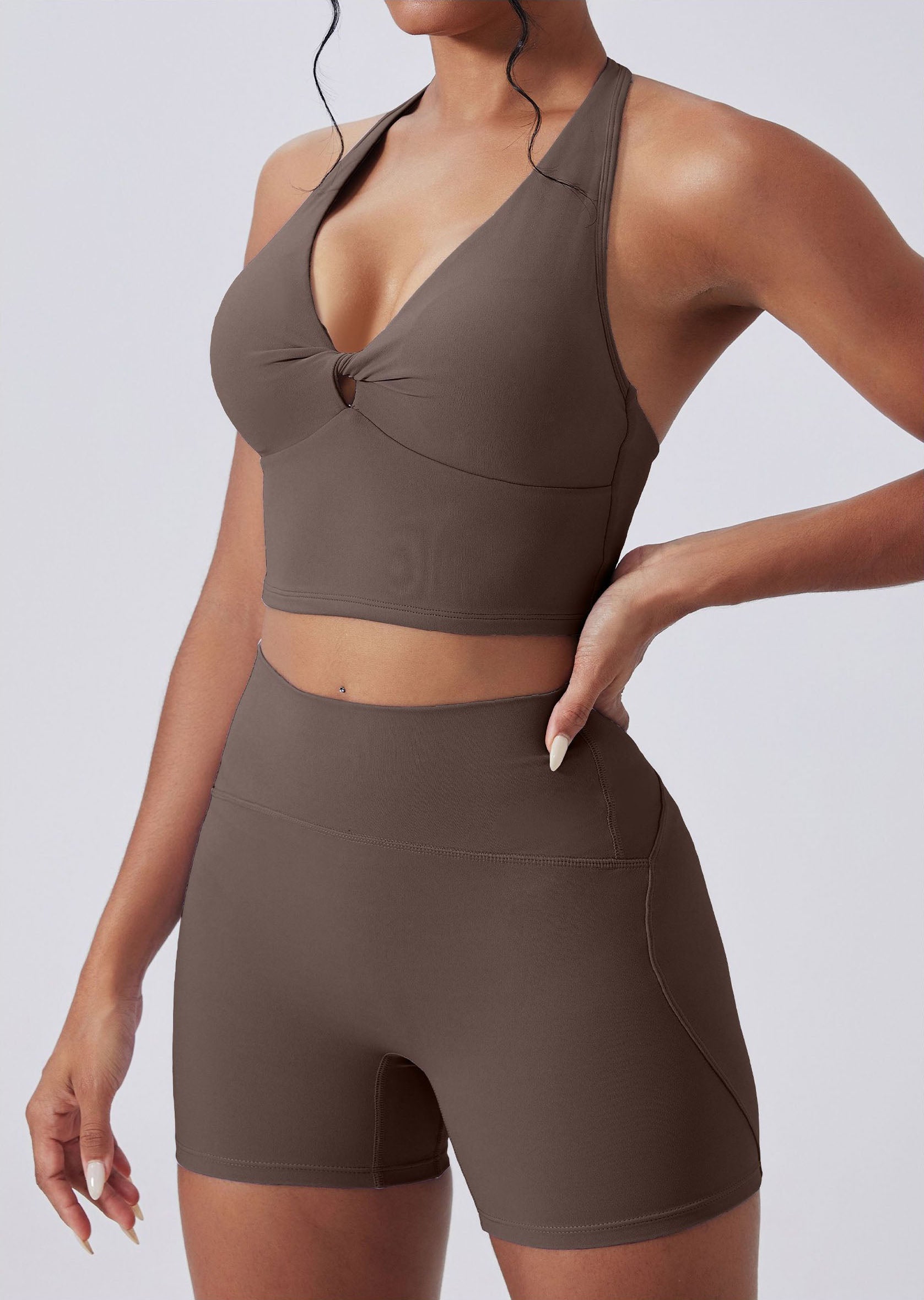 Twisted Cutout Fitness Crop Tank Tops